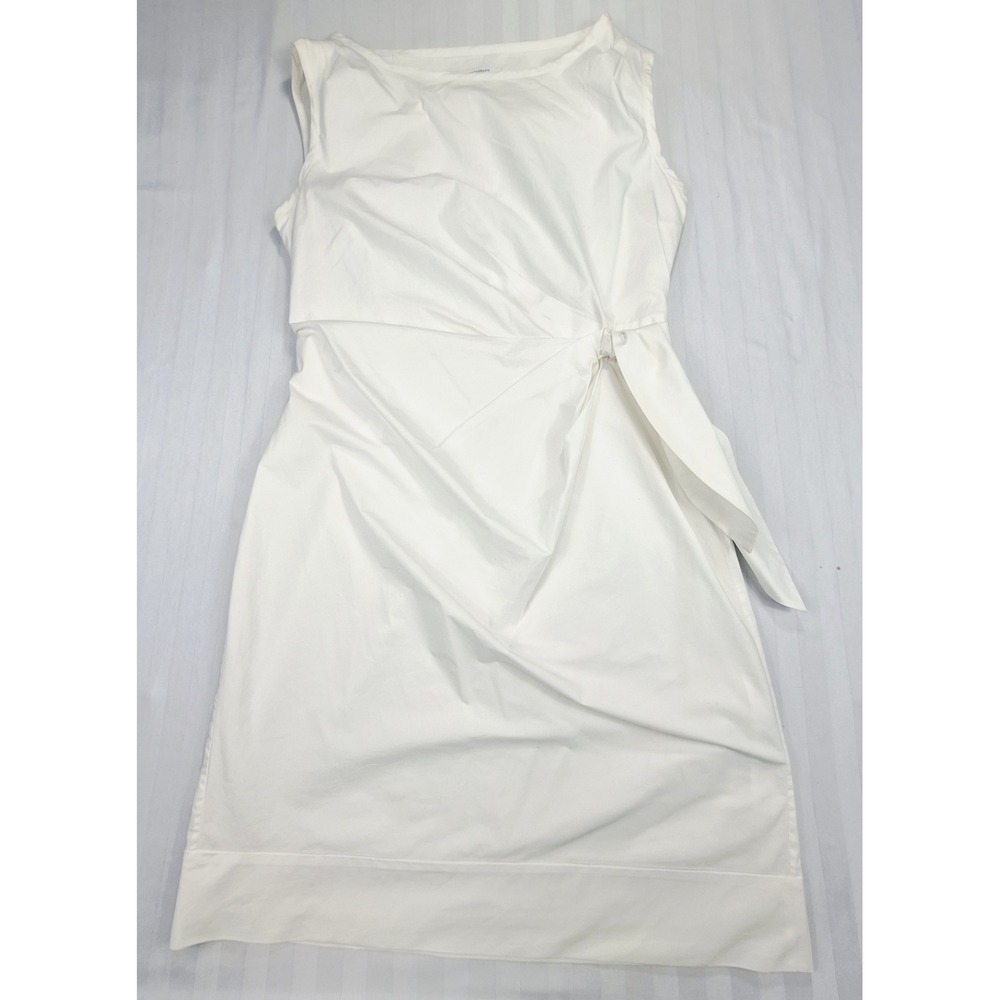 Diane von Furstenberg White Cotton Blend Side Tie Sheath Dress Size 12 DVF